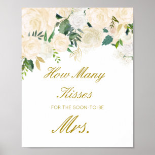 Editable Guess Wie viele Küsse für bald Mrs. Sign Poster