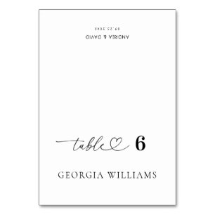 Editable Guest Name Heart Wedding Platzkarte Tischnummer