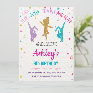 Editable Gymnastik Birthday Girl Einladung