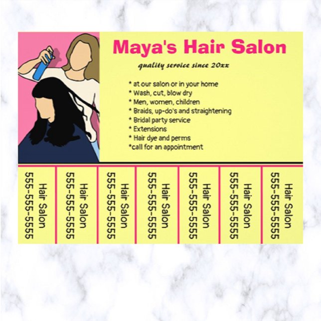 Editable Hair Salon Telefonnummer Flyer (What a great way to advertise your hair dressing business!)