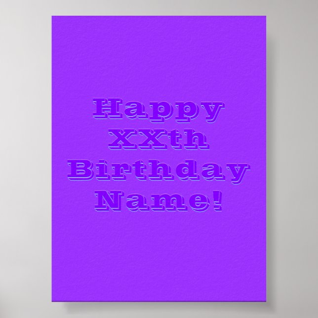 Editable Happy Birthday Jeder Name oder Alter Poster (Vorne)