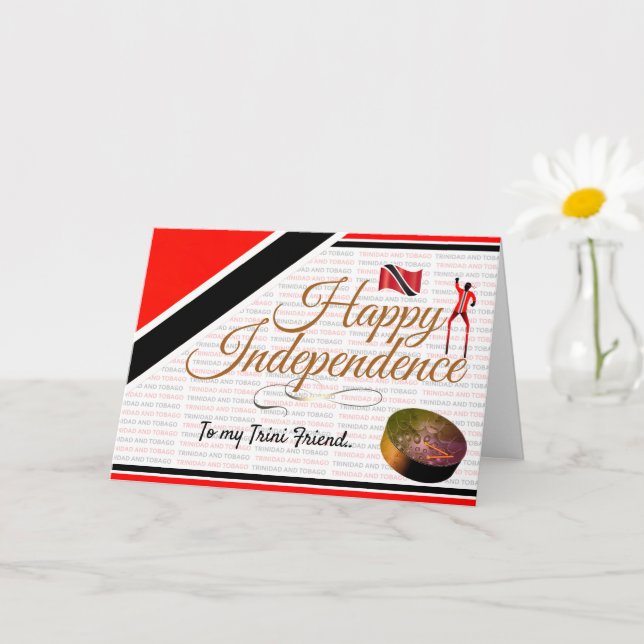 Editable Happy Independence my Trini friend Karte (Kleine Pflanze)
