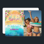 Editable Hawaiian Birthday Kids Foto Einladung<br><div class="desc">Editable Hawaiian Birthday Kids Foto Einladung</div>