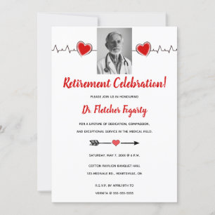 Editable Heart Puls Doctor Retirement Einladung
