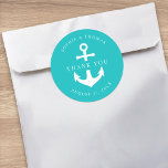 Editable Hintergrundfarbe Anchor Hochzeit Vielen D Runder Aufkleber<br><div class="desc">Diese nautische Hochzeit danke Ihnen Aufkleber ein Anker in weiß vor einem bearbeitbaren Hintergrund Farbe; um es von türkis auf die Farbe Ihrer Wahl, klicken Sie auf die Schaltfläche Anpassen. Karo andere passende Hochzeitsartikel https://www.zazzle.com/collections/editable_color_nautical_anchor_wedding_3-119105450401013879?rf=238364477188679314&tc=rc . Personalisieren Sie es, indem Sie den Platzhalter-Text ersetzen. Für weitere Optionen, wie zum Beispiel den...</div>