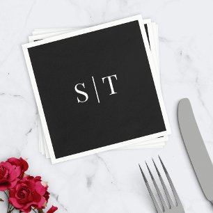 Editable Hintergrundfarbe Hochzeit Monogram Napkin Serviette