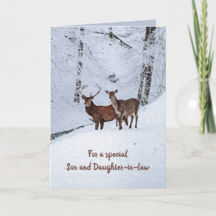 Editable Hirsche im Winter Weihnachtsgrüße Karte