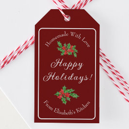 Editable Holiday Backgift Rotes Happy Holidays Geschenkanhänger
