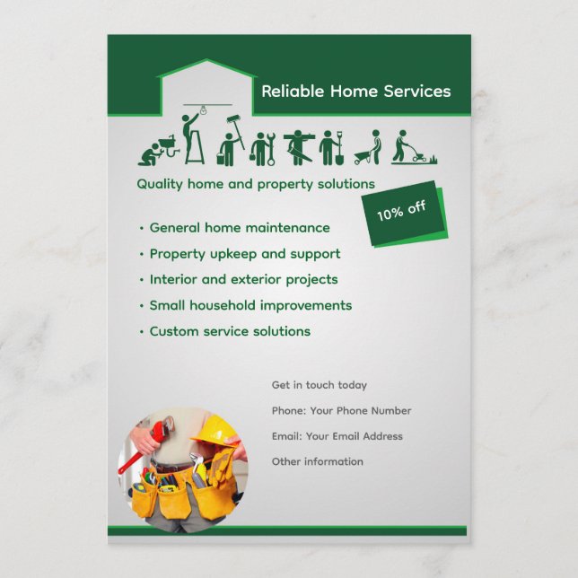 Editable Home Services Flyer Template Einladung (Vorderseite)