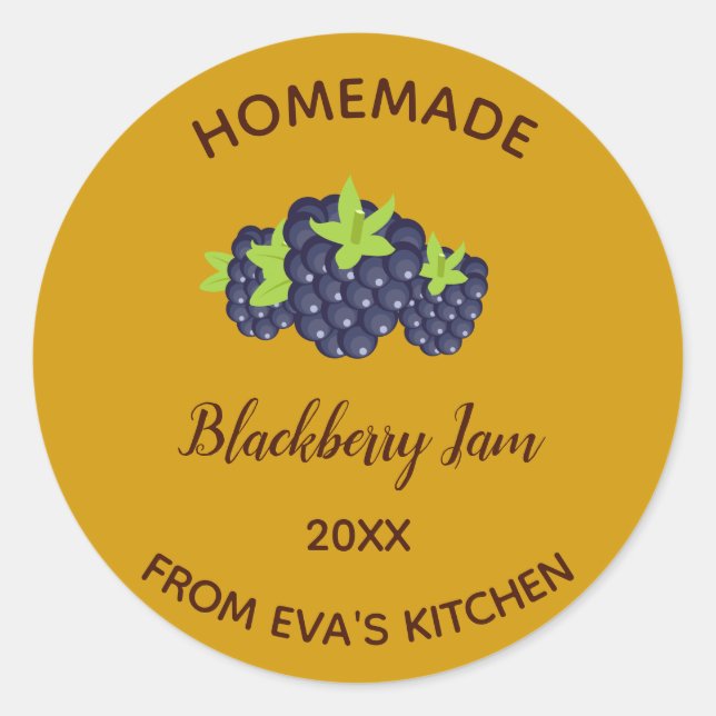 Editable Homemade BlackBerry Jam Runder Aufkleber (Vorderseite)