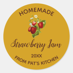 Editable Homemade Strawberry Jam Runder Aufkleber