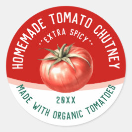 Editable Homemade Tomato Chutney mit roten Tomaten Runder Aufkleber