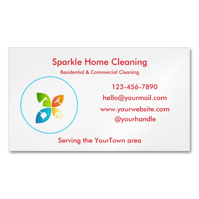 Editable House Cleaning Business Card  Magnetische Visitenkarte (Vorderseite)