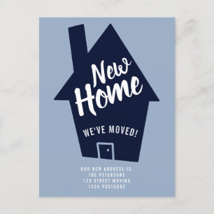 Editable house new Zuhause typography blue moving Ankündigungspostkarte