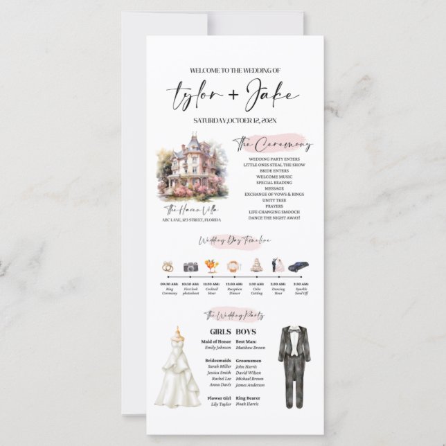 Editable Infographic Wedding Program Template (Vorderseite)
