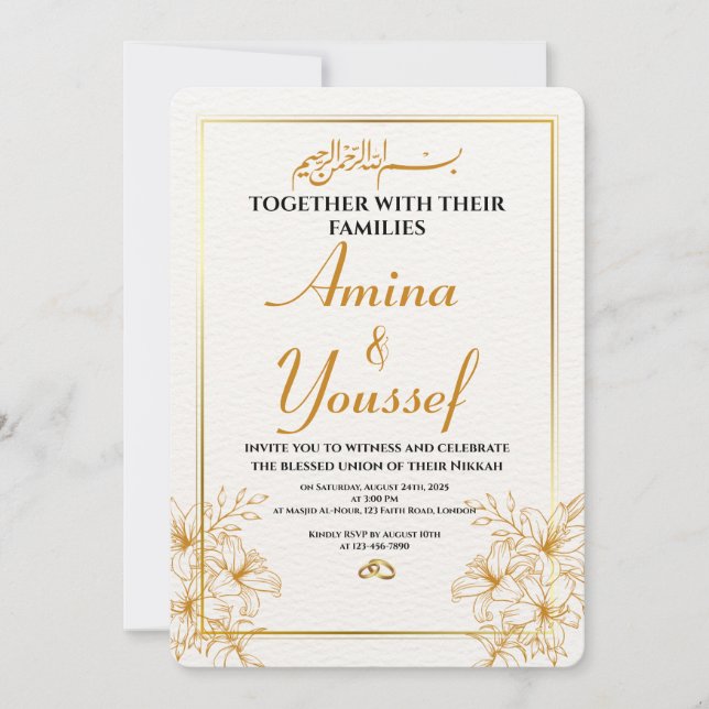 Editable Islamic Nikkah Invitation  (Devant)