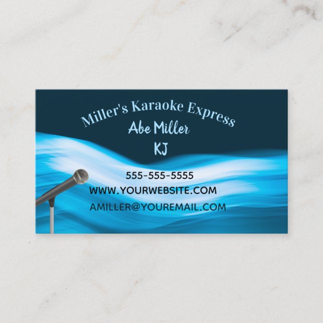 Editable Karaoke Jockey Microphone Business Card Visitenkarte (Vorderseite)