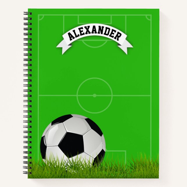 Editable Kids Name Soccer Notizbuch (Vorderseite)