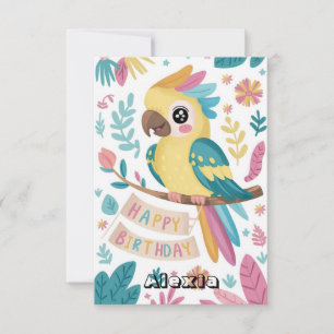 Editable Kids Parrot Digital Geburtstag Karte