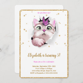 Editable Kitten Birthday Einladung
