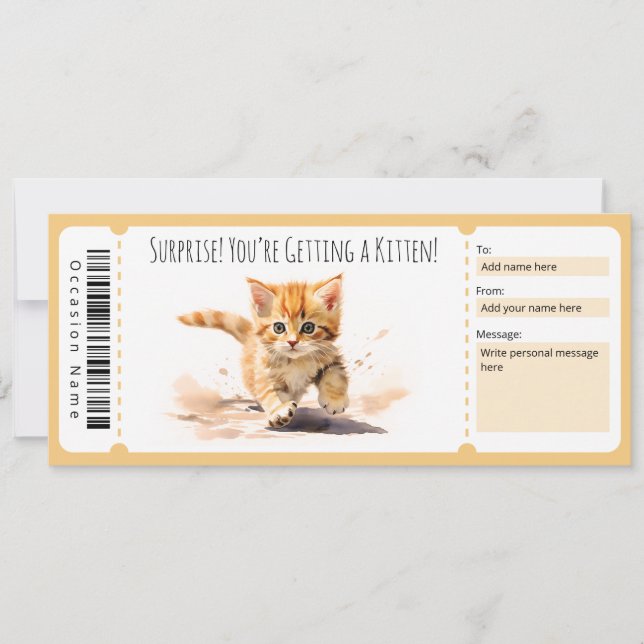Editable Kitten Geschenkgutschein für Katzenliebha Einladung (Vorderseite)