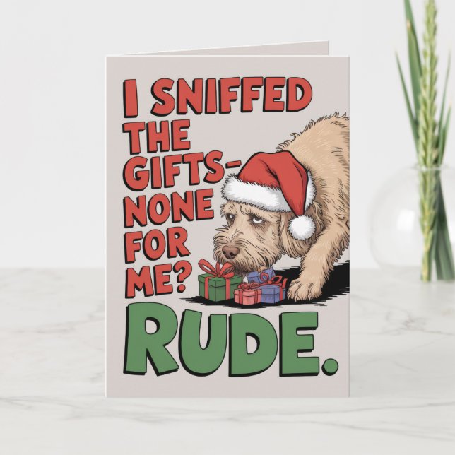 EDITABLE Labradoodle Funny Hund Weihnachtskarte Feiertagskarte (Vorderseite)