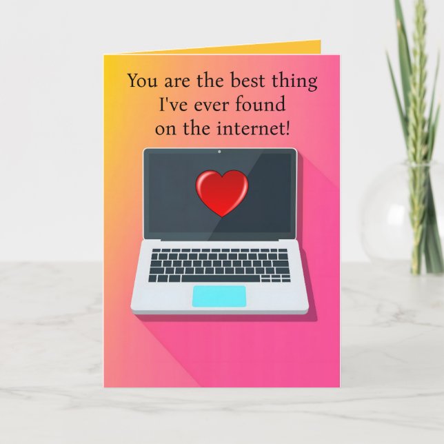 Editable Laptop Internet Verabred Valentinstag Karte (Vorderseite)