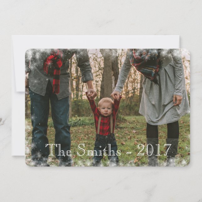 Editable Let it Snow Snowflake Carte photo de vaca (Devant)