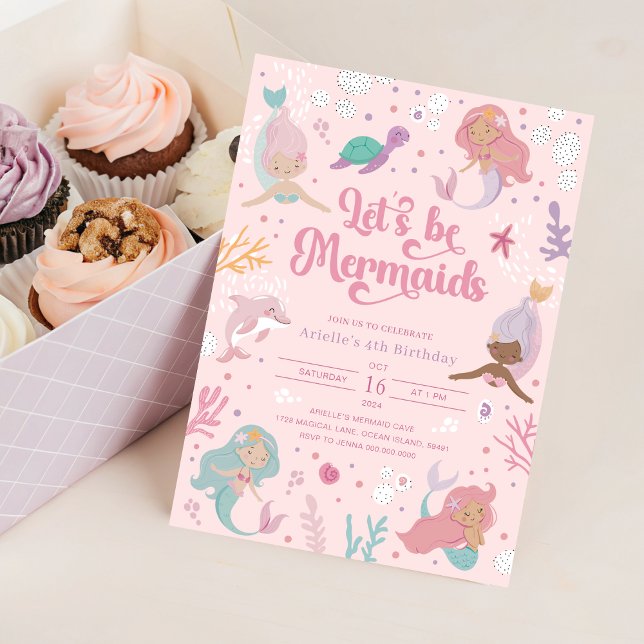 Editable Let's Be Mermaids Birthday Einladung (Editable Let's Be Mermaids Birthday Invitation
)