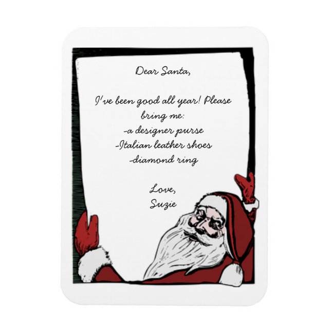 Editable Liebe Santa Wish List Magnet (Vertikal)