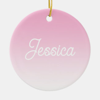 (Editable) Light Pink Color Ombre & Your Text Keramik Ornament