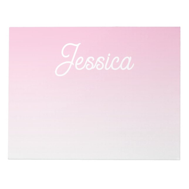 (Editable) Light Pink Color Ombre & Your Text Notizblock (Vorderseite)