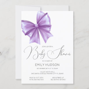Editable Lila Bow Coquette Einladung