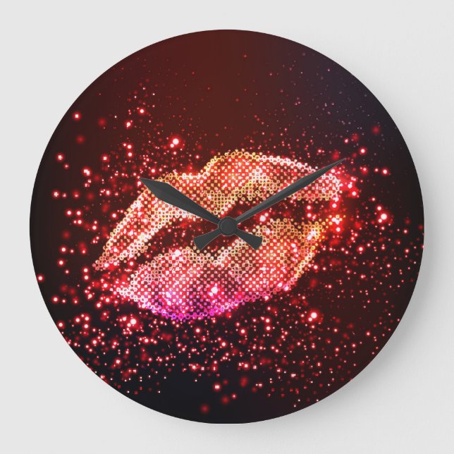 Editable Lip Illustration: Einfaches Grafikdesign Große Wanduhr (Vorderseite)