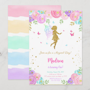Editable Little Fairy Birthday Party Einladung