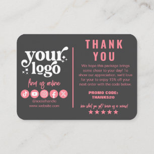 Editable Logo Retro Pink Grau Vielen Dank Paket Begleitkarte