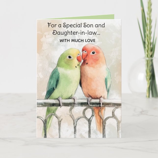 Editable Love Birds Valentinstag Karte (Vorderseite)