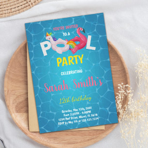 Editable Magical Tropical Swim Party laden Einladung