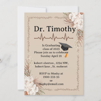 Editable medical student graduation Invitation Einladung