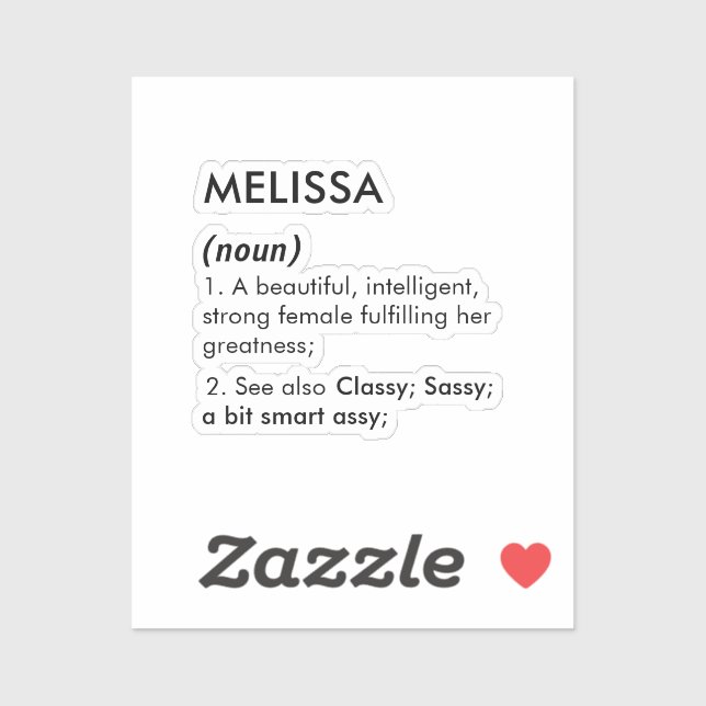 Editable Melissa name definition, custom name Aufkleber (Blatt)