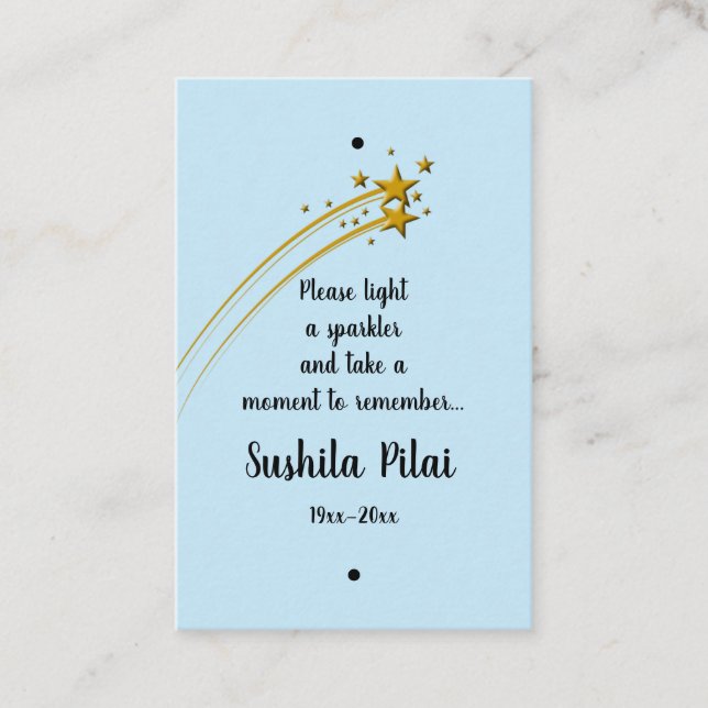 Editable Memorial Shooting Star Sparkler Tag (Vorderseite)