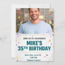 Editable Men’s Birthday Invitation Card with Photo