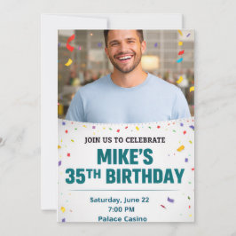 Editable Men’s Birthday Invitation Card with Photo Einladung