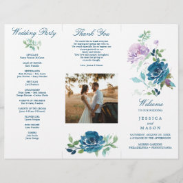 Editable Midnight Blooms Trifold Wedding Program Flyer