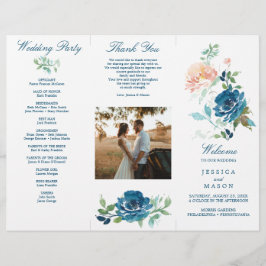 Editable Midnight Blooms Trifold Wedding Program Flyer