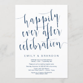 Editable Modern Navy Blue Schriftart, Hochzeitsfei Einladung