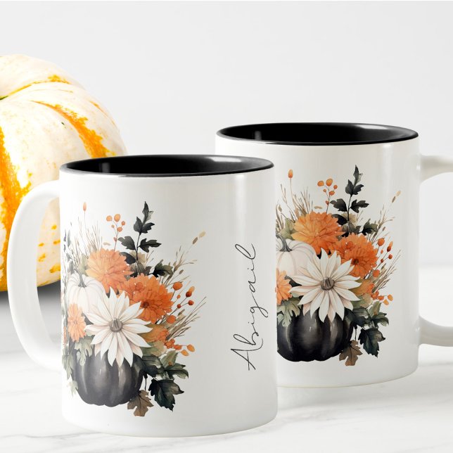 Editable Modern Niedlich Giro Boho Pumpkin Fall Zweifarbige Tasse (Von Creator hochgeladen)