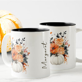 Editable Modern Niedlich Giro Orange Pumpkin Fall Zweifarbige Tasse