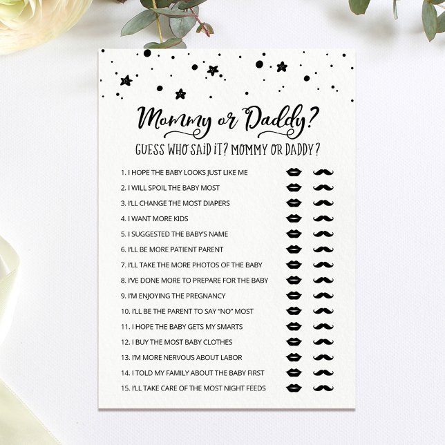 Editable Mommy or Daddy Baby Showgame Card Einladung (Von Creator hochgeladen)