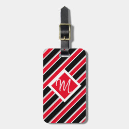 Editable - Monogram, Initial Red White Black Gepäckanhänger